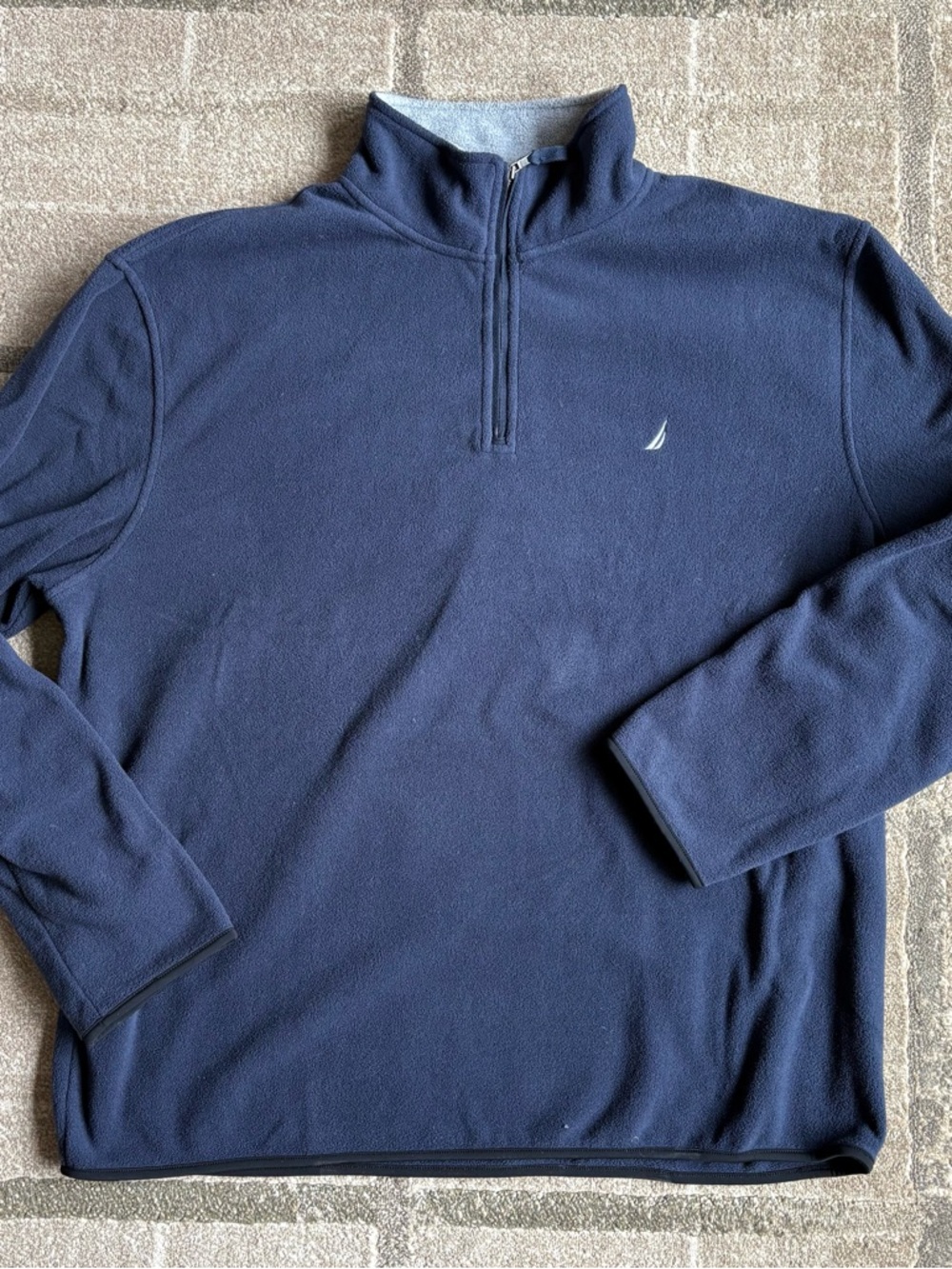 Nautica Blue Quarter Zip Sweatshirt Men’s XXL Pullover Jumper Logo Embroidered